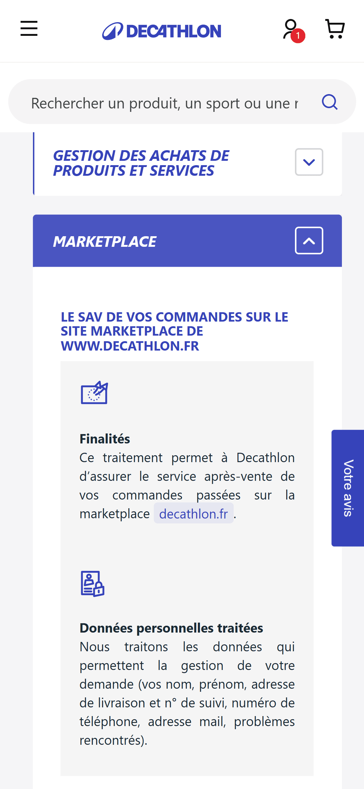 Mobile — Page Données Personnelles
