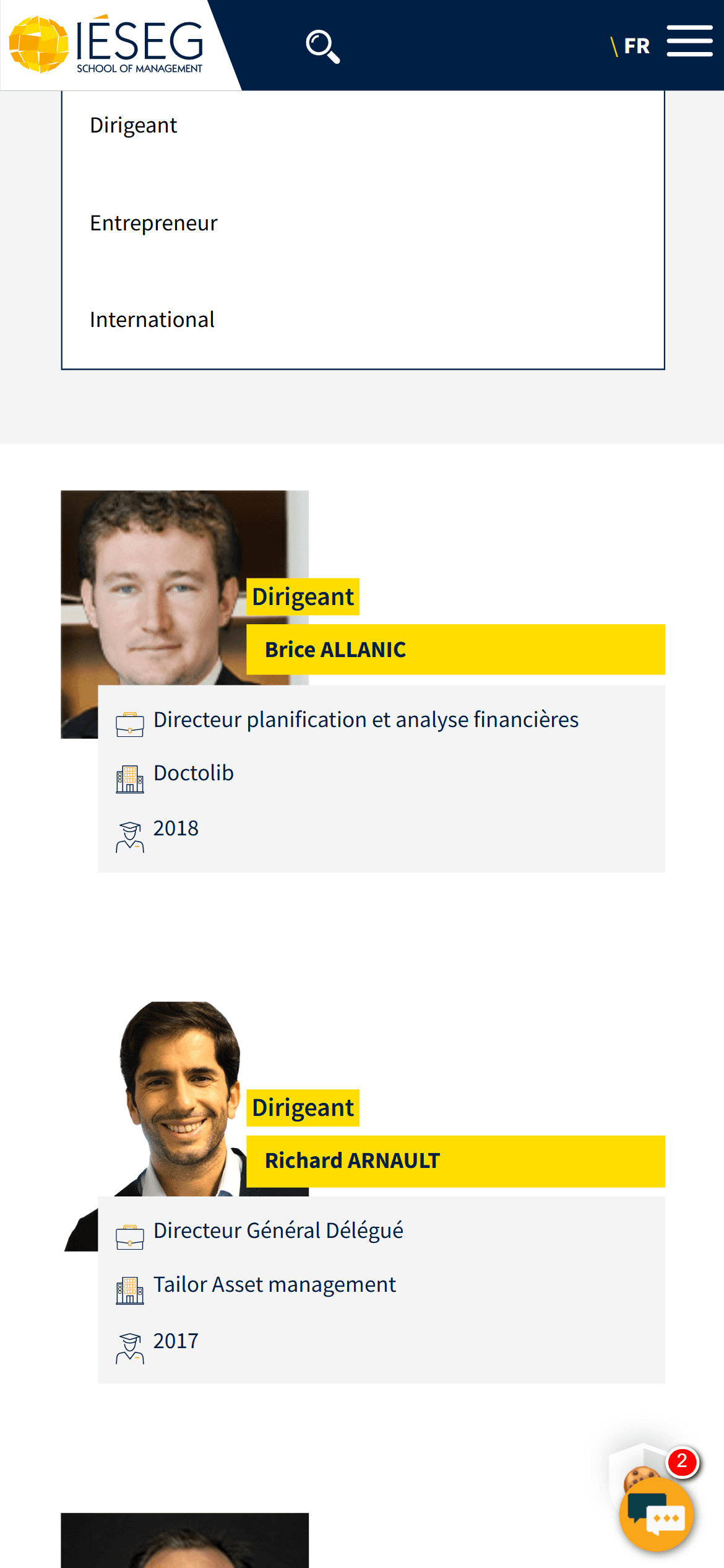 Mobile — Notable Alumni (module filtrable, WP + WPML)